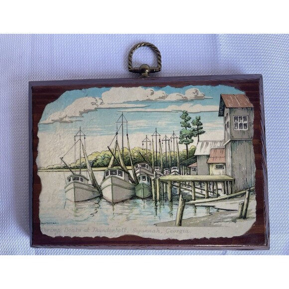 Vintage Leonora Quarterman Savannah GA Wooden Plaques Set of 4 - Picture 10 of 12